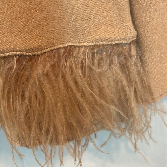 Fabiana Filippi cashmere cotton blend pink ostrich feather hem sweater sz Large - Picture 3 of 13